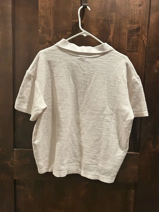 ZARA Cream Knit Polo Top - Picture 4 of 5